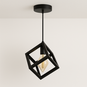 Luminária Pendente Industrial Retrô Vintage Metal Preto Cubic — ORNE