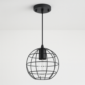 Luminária Pendente Industrial Retrô Vintage Metal Preto Aramado Globe — ORNE