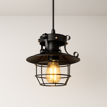 Luminária Pendente Industrial Retrô Vintage Metal Preto Hat — ORNE