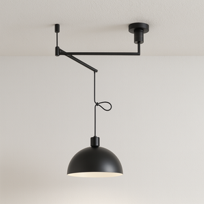 Luminária Pendente Moderna Minimalista Articulada Metal Raja - Preto / Branco Quente (3000K) - ORNE™