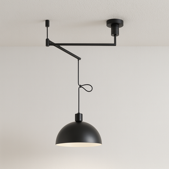 Luminária Pendente Moderna Minimalista Articulada Metal Raja - Preto / Branco Quente (3000K) - ORNE™