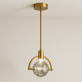 Luminária Pendente Moderno Minimalista Cristal Metal Globo Dourado Ball — ORNE