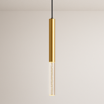 Luminária Pendente Moderna Minimalista Metal Vidro Tubo LED Mantti - Dourado / 30cm / 7W | Branco Quente (3000K) - ORNE™
