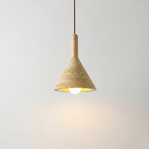 Luminária Pendente Moderno Minimalista Madeira Travertino Burayu — ORNE