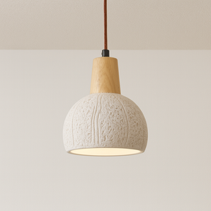 Luminária Pendente Moderno Minimalista Rústico Cimento Madeira Branco Mati