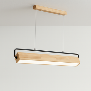 Luminária Pendente Moderno Minimalista Madeira Metal Linear LED Almanac — ORNE