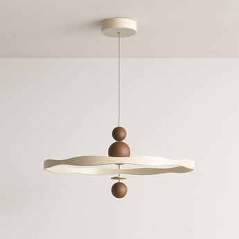 Luminária Pendente Moderna Minimalista LED Metal Argaro - Ø22cm / Bege / Branco Quente (3000K) - ORNE™
