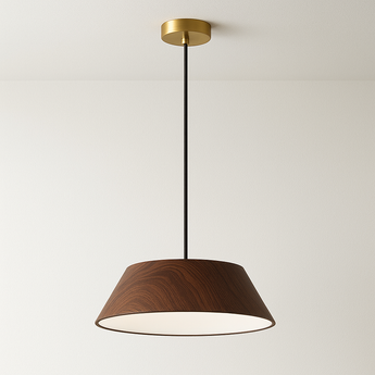 Luminária Pendente Moderna Minimalista LED Madeira Gerhard - Carvalho / Ø30cm / Branco Quente (3000K) - ORNE™