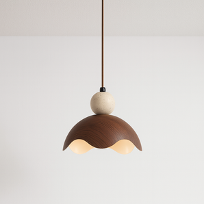 Luminária Pendente Moderna Minimalista Travertino Metal Nindirí - Ø15x16cm / C / Mármore Travertino e Alumínio - ORNE™