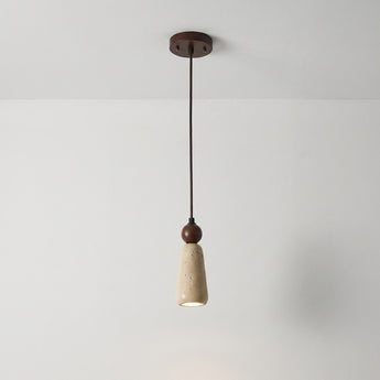 Luminária Pendente Moderno Minimalista Madeira Travertino Sebeta — ORNE