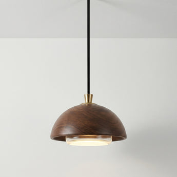 Luminária Pendente Moderno Minimalista Madeira Nogueira Metal Vicenza — ORNE