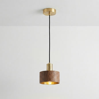 Luminária Pendente Moderno Minimalista Madeira Nogueira Metal Wukro — ORNE