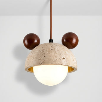 Luminária Pendente Moderno Minimalista Mármore Travertino Madeira Globo Bologna — ORNE