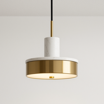 Luminária Pendente Moderno Minimalista Burke - Dourado e Branco - ORNE™