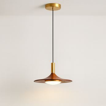 Luminária Pendente Moderna Minimalista Metal Acrílico LED Agios - Ø25x12cm / Marrom / Alumínio e Acrílico - ORNE™