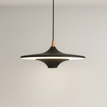 Luminária Pendente Moderna Minimalista LED Metal Yui - Ø35cm / Preto / Branco Neutro (4500K) - ORNE™