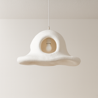 Luminária Pendente Moderna Minimalista Resina Vian - Ø40cm / Branco / Resina - ORNE™