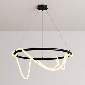 Luminária Pendente Moderno Minimalista Spirale Round - Preto / Ø60cm - ORNE™