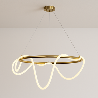 Luminária Pendente Moderno Minimalista Spirale Round - Dourado / Ø60cm - ORNE™