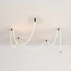 Luminária Pendente Moderno Minimalista Metal Tecido Preto LED Silicone Sarma