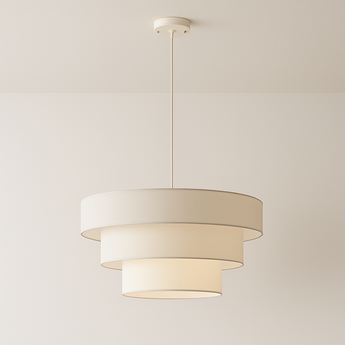 Luminária Pendente Moderna Minimalista Tecido Velvi - Ø50cm / Branco Quente (3000K) - ORNE™