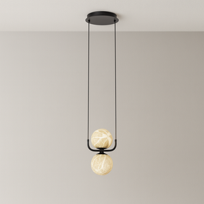 Luminária Pendente Moderno Minimalista Mármore Metal Kose - 2 Lâmpadas / Mármore e Alumínio - ORNE™