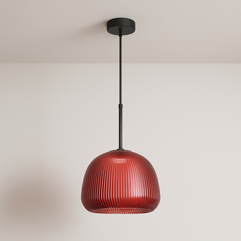Luminária Pendente Moderna Minimalista LED Vidro Eocci - Vermelho / Branco Quente (3000K) - ORNE™
