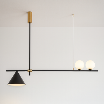 Luminária Pendente Moderno Minimalista Vidro Metal Globos Linear Balles — ORNE