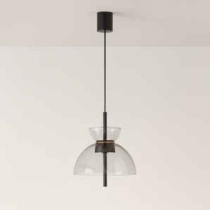 Luminária Pendente Moderna Minimalista LED Vidro Candablo - A / Fumê / Branco Quente (3000K) - ORNE™