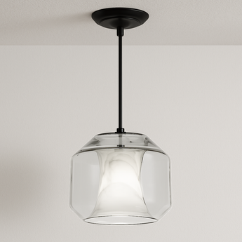 Luminária Pendente Moderna Minimalista Vidro Mármore Dosun - Incolor / Ø25x20cm / Vidro e Mármore - ORNE™