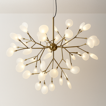 Luminária Pendente Moderno Minimalista Firefly - Rose Gold / Ø50cm / Branco Quente (3000K) - ORNE™