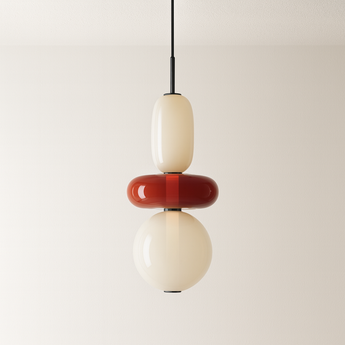 Luminária Pendente Moderno Minimalista Vidro Gapy Tyn - Branco e Vermelho - ORNE™