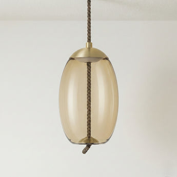 Luminária Pendente Moderno Minimalista Vidro Metal Globo LED Âmbar Knot — ORNE