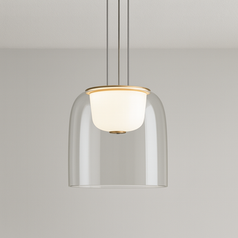 Luminária Pendente Moderna Minimalista LED Vidro Harra - Ø16cm / Branco Quente (3000K) - ORNE™