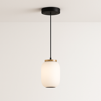 Luminária Pendente Moderna Minimalista LED Vidro Polia - Ø16x20cm / Branco Quente (3000K) - ORNE™
