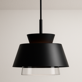 Luminária Pendente Moderno Minimalista Vidro Metal Preto Linq — ORNE