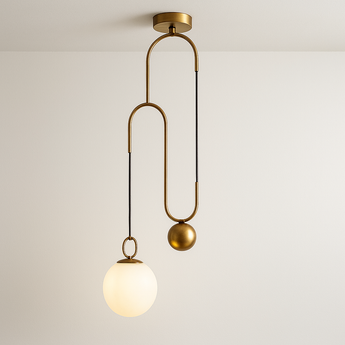 Luminária Pendente Moderno Minimalista Vidro Metal Globo Dourado Quipo — ORNE