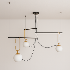 Luminária Pendente Moderno Minimalista Vidro Metal Globos Quiron — ORNE