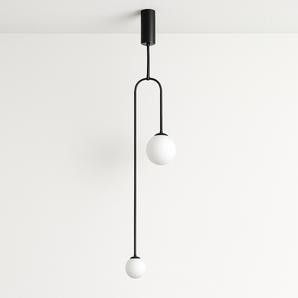 Luminária Pendente Moderno Minimalista Vidro Metal Globos Preto Sheen — ORNE