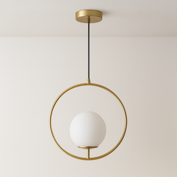 Luminária Pendente Moderno Minimalista Vidro Metal Globo Dourado Tirts — ORNE