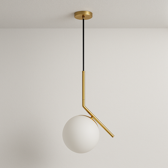 Luminária Pendente Moderno Minimalista Globo de Vidro Venli - Dourado / Ø15cm - ORNE™