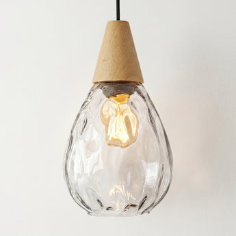 Luminária Pendente Moderno Retrô Vintage Madeira Vidro Globo Aoyama — ORNE