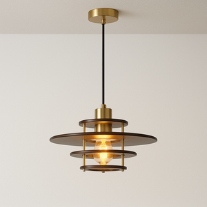 Luminária Pendente Moderna Minimalista Madeira Scateri - Ø35x22cm / Madeira e Alumínio - ORNE™