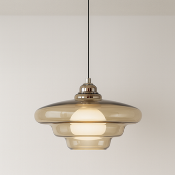 Luminária Pendente Moderna Minimalista Vidro Percy - A / Ø30x12cm / Branco Quente (3000K) - ORNE™
