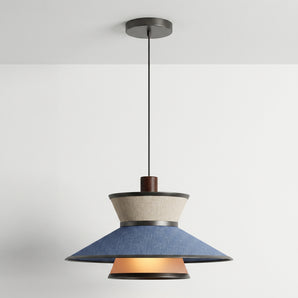 Luminária Pendente Retrô Vintage Minimalista Tecido Madeira Tarragona — ORNE