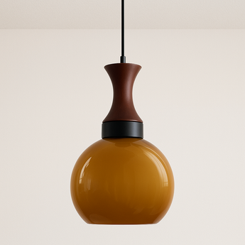 Luminária Pendente Moderna Minimalista Vidro Garbore - Ø18cm / Cabo Preto / 110v/220v (Bivolt) - ORNE™
