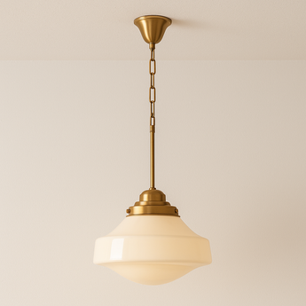 Luminária Pendente Moderna Minimalista Vidro Rigee - Ø38x55cm / Dourado - ORNE™