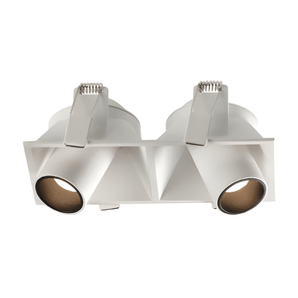 Luminária Spot Embutir Moderna Minimalista Recuado Direcionável Micro Borda LED Yako - Branco e Preto / 2x7W / Branco Quente (3000K) - ORNE™