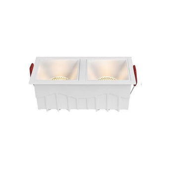 Luminária Spot Embutir Recuado Grade Antiofuscante LED Duplo Ghost - Branco / 2x5W / Branco Quente (3000K) - ORNE™