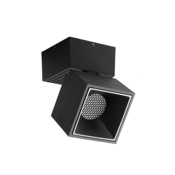 Luminária Spot Sobrepor Recuado Antiofuscante Direcionável LED Holl Square - Preto / Branco Quente (3000K) / 12W - ORNE™